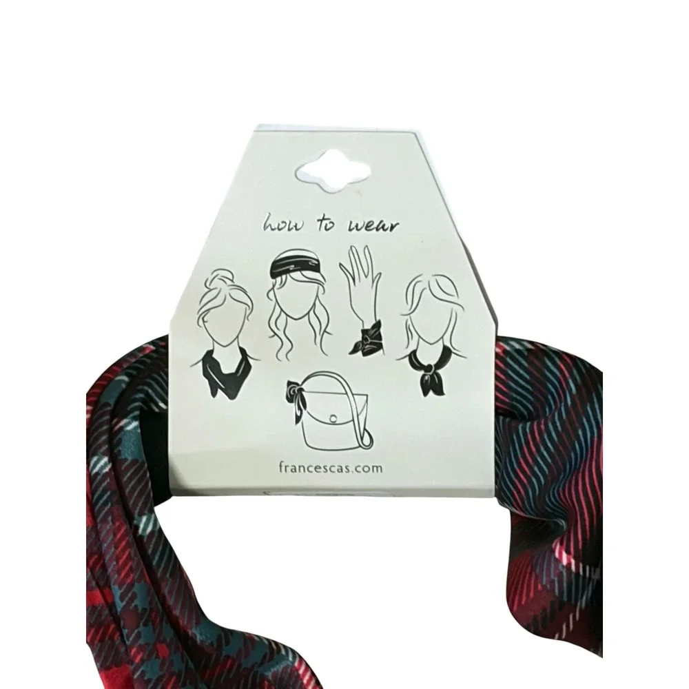 Francesca's Red Green Plaid Hair Scarf Tartan Bandana Headband Holiday Accessory
